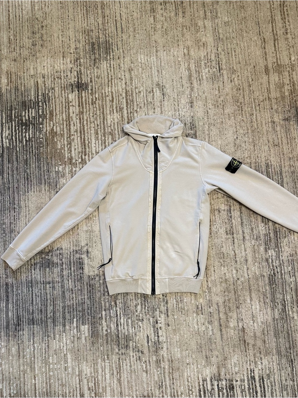 Stone Island Light Cream Hooded Zip-Up Jacket